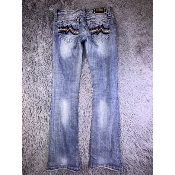 Miss Me Jeans Womens 27 Bootcut Embellished Pocket Medium Wash Flare Bell Bottom - Picture 12 of 15